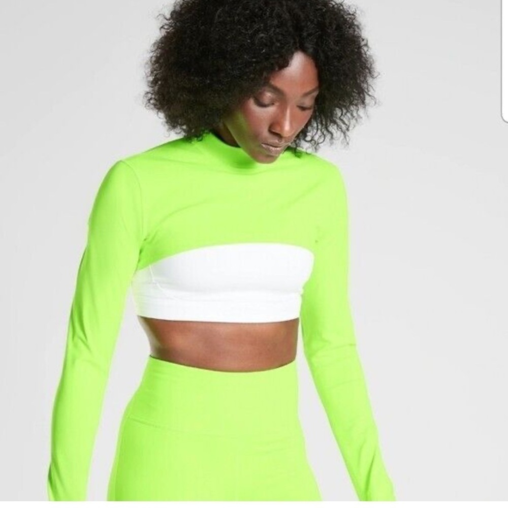 Athleta Neon Green Long Sleeve Crop Top